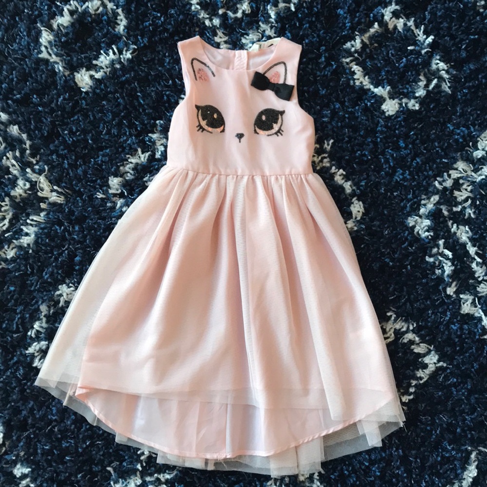 H&M girls pink cat twirl dress